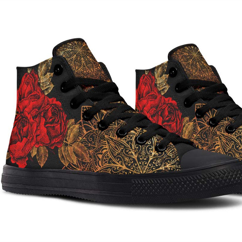 Men's And Women's Fashion Color Printing High-top Canvas Shoes
