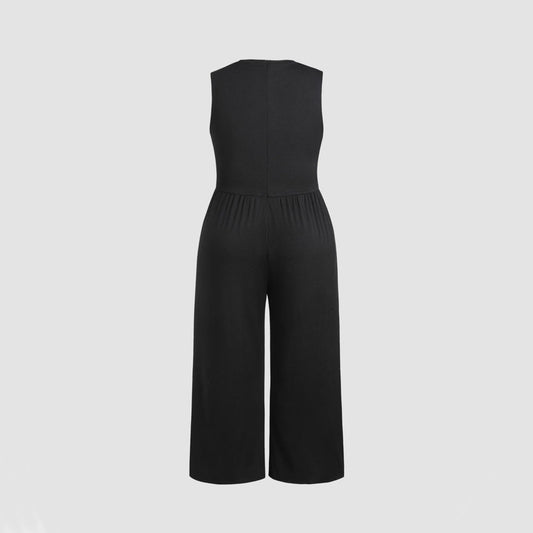 Women's Fashion Casual Pure Color All-matching Jumpsuit