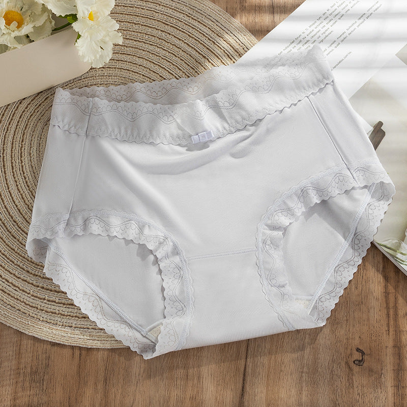 Mulberry Silk Crotch Mid Waist Traceless Triangle Lace Panties