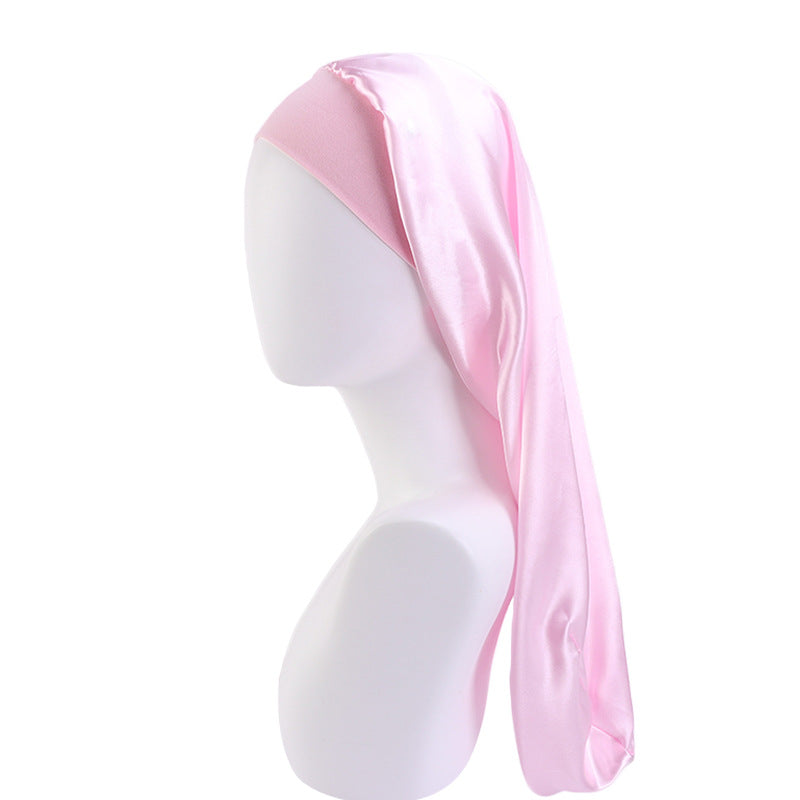 Women's Elastic Wide-brimmed Satin Long Tube Nightcap