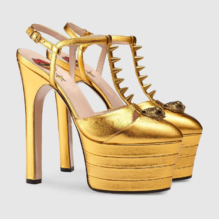 Women's Fashion Simple Fine High Heel Riveted Sandals