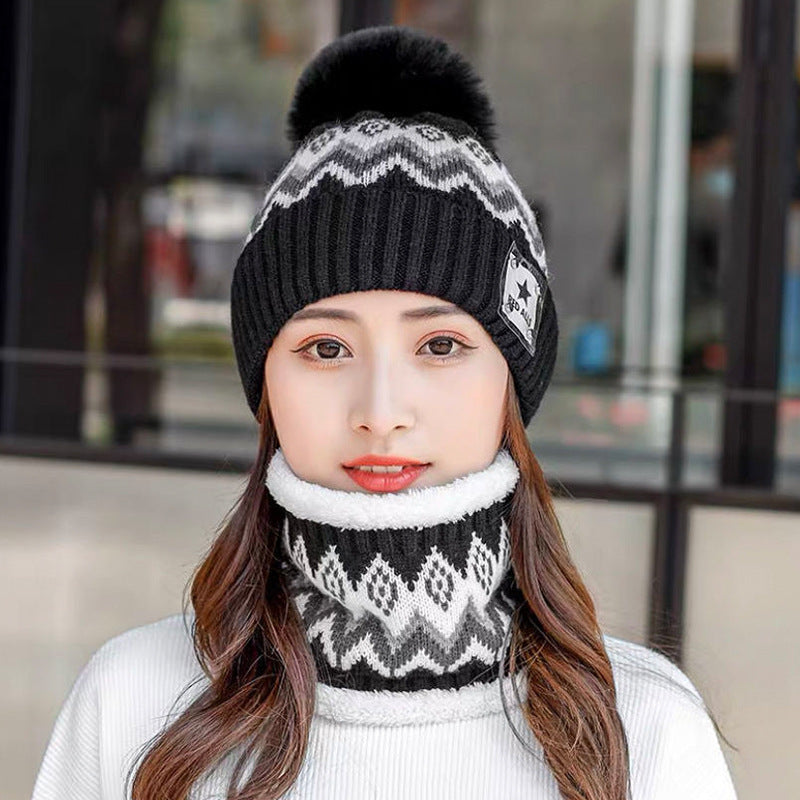 Fleece Scarf Warm And Cold Ear Protection Hat Set