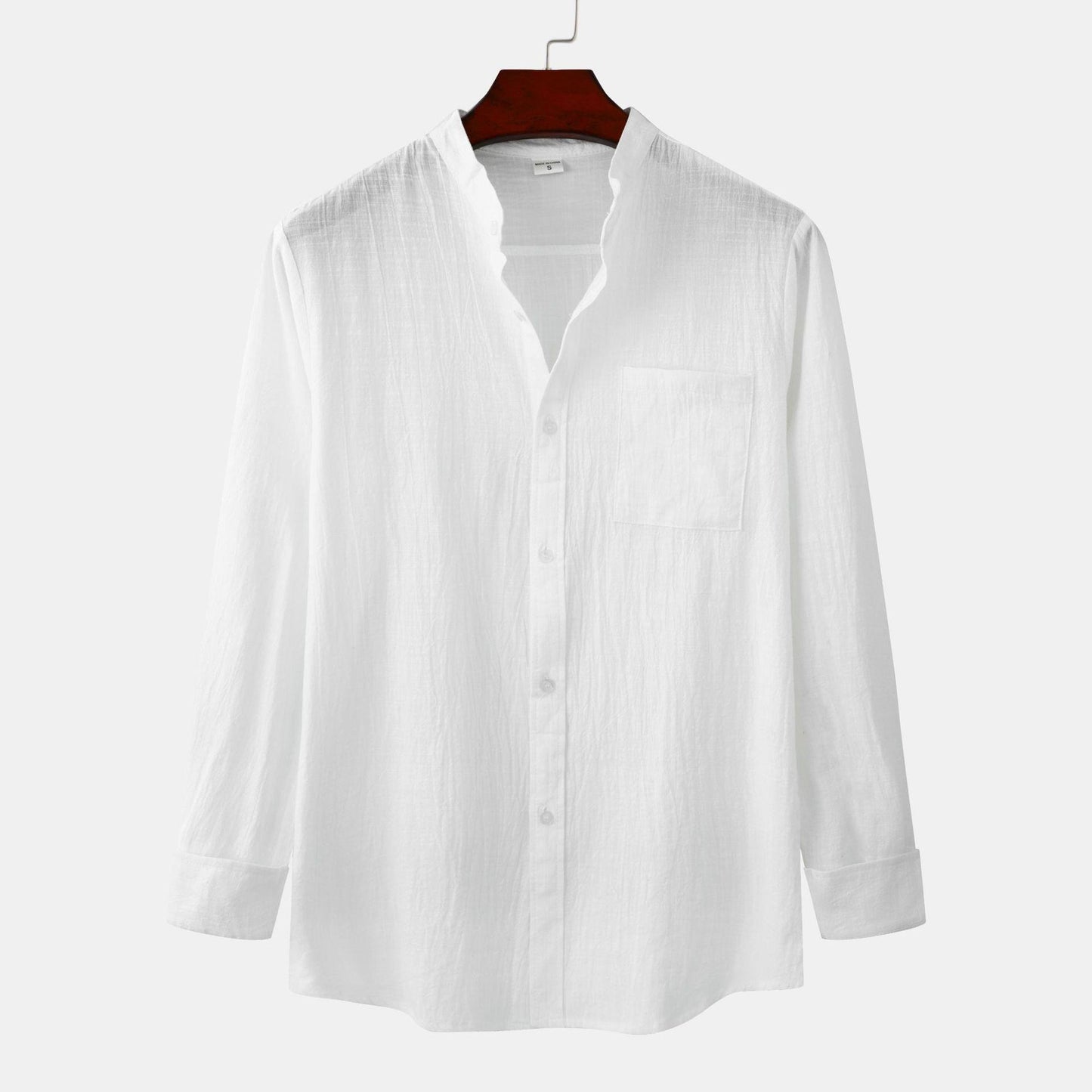Men's Slim Solid Color Long Sleeve Shirt Cotton And Linen Casual Shirt