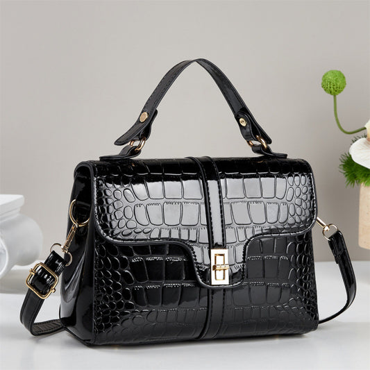 Sleek Stone-patterned Patent Leather Crossbody Bag That Pairs Effortlessly With Any Outfit