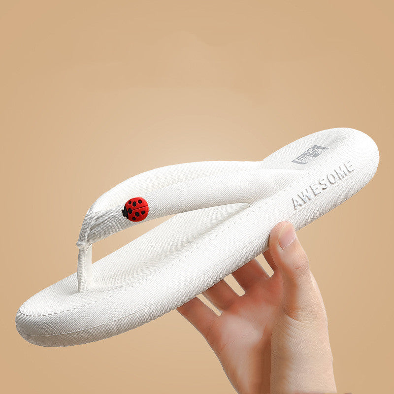 Women's Summer Outer Wear Solid Color Thick Bottom Flip Flops