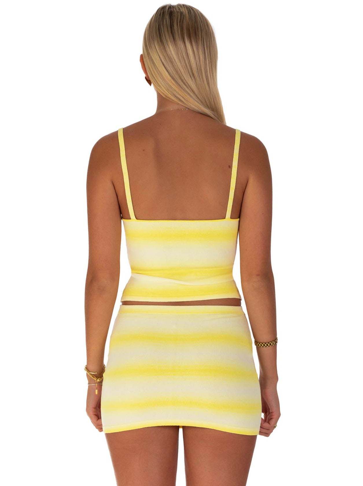 Striped Casual Sheath Skirt With Spaghetti Straps