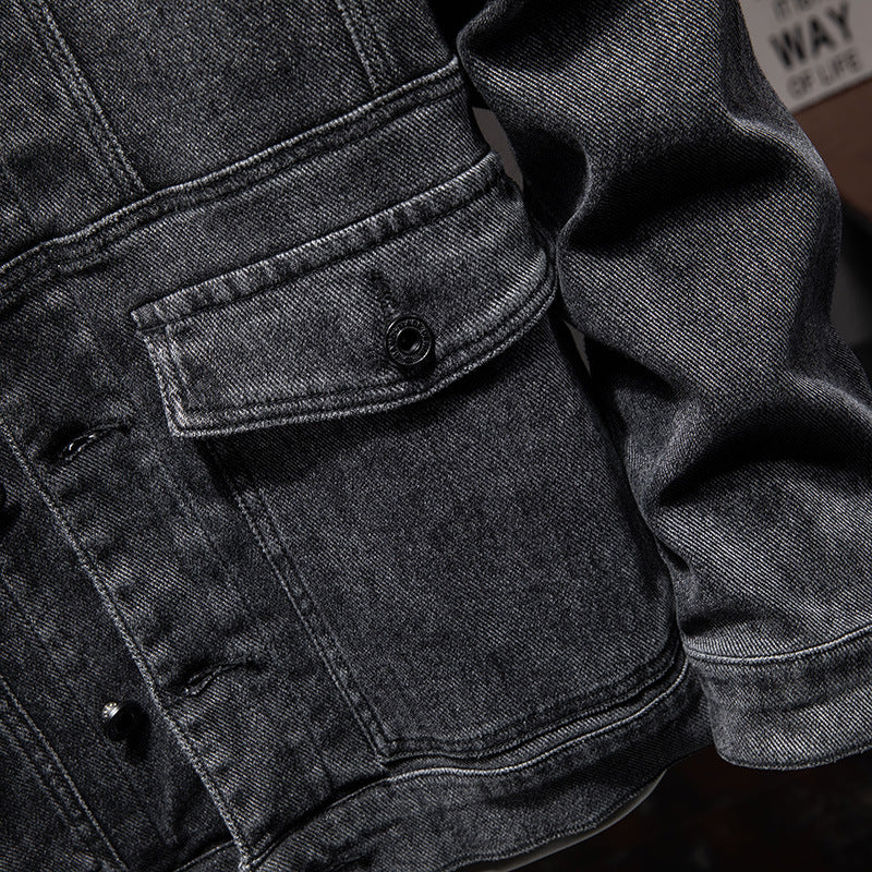 Men's Hooded Denim Jacket Utility Top