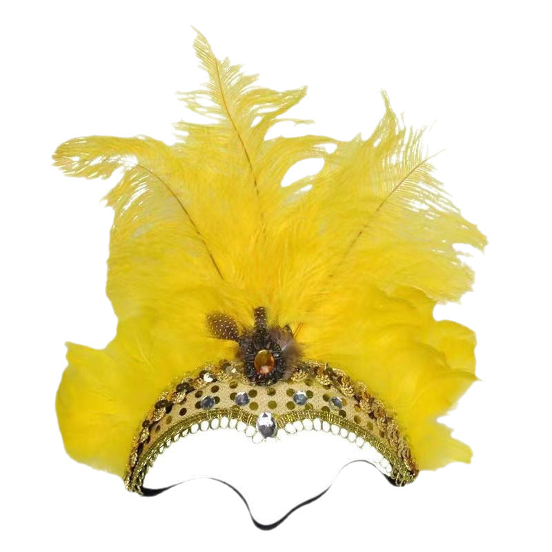 Feather Headdress Stage Performance Headwear Prop Retro Handmade