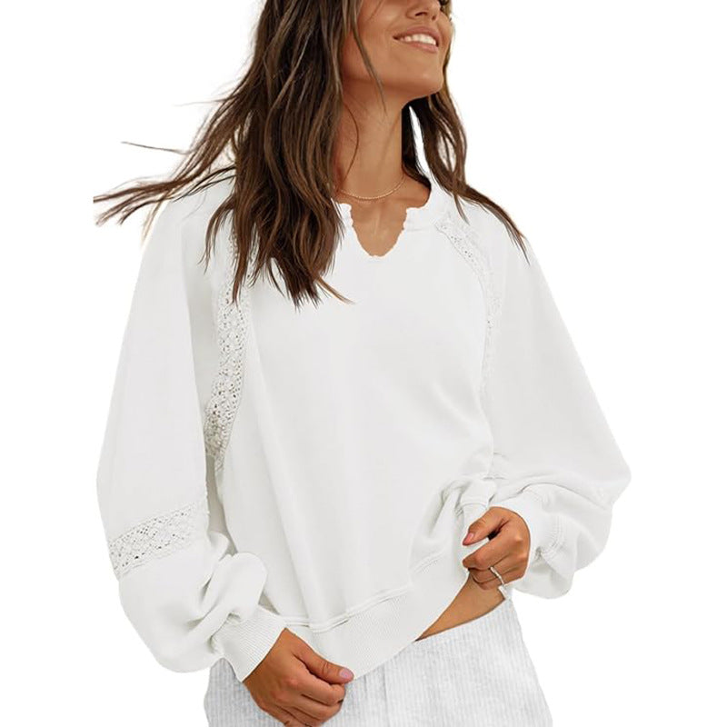 Dame Sweatshirt Afslappet V-hals Blonde Sweater