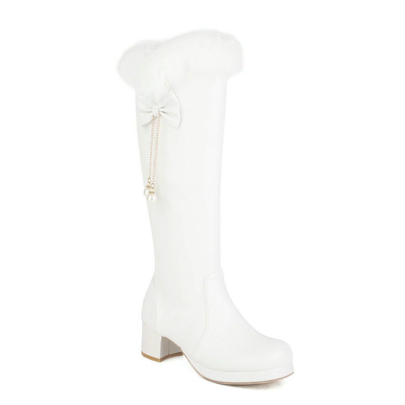Womens Tall Fleece-lined Cotton Over-the-knee Boots
