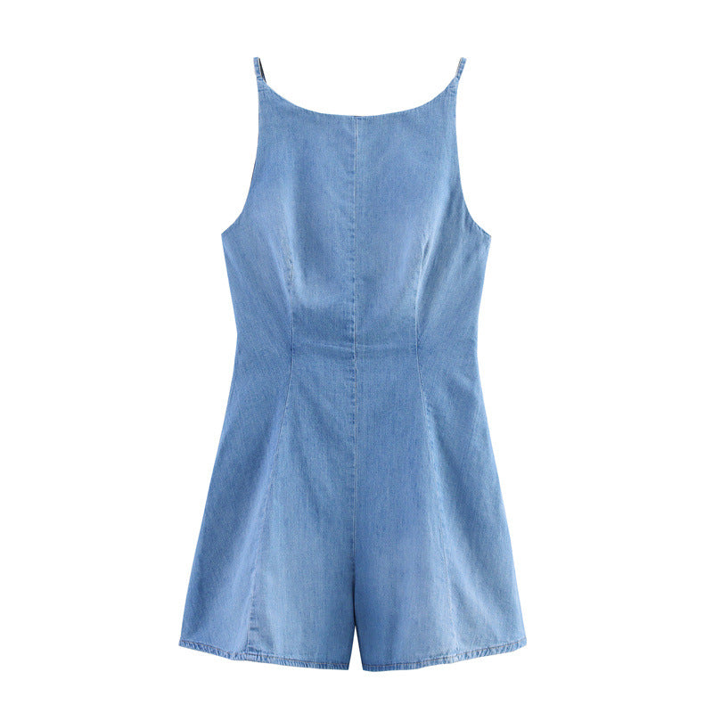New Summer Off-the-shoulder Denim Jumpsuit