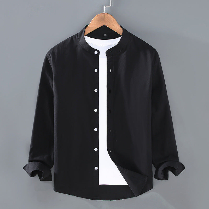 Spring And Autumn Thin Stand-up Collar Long-sleeved Men's Shirt