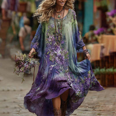 Fashionable Casual Dress With Digital Print