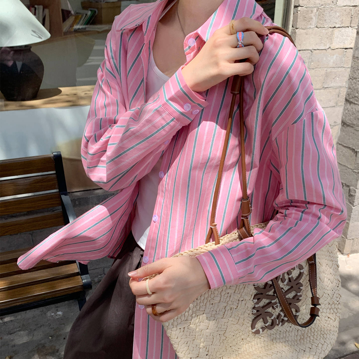 Striped Sun Protection Shirt Women's Long Sleeve Loose Top