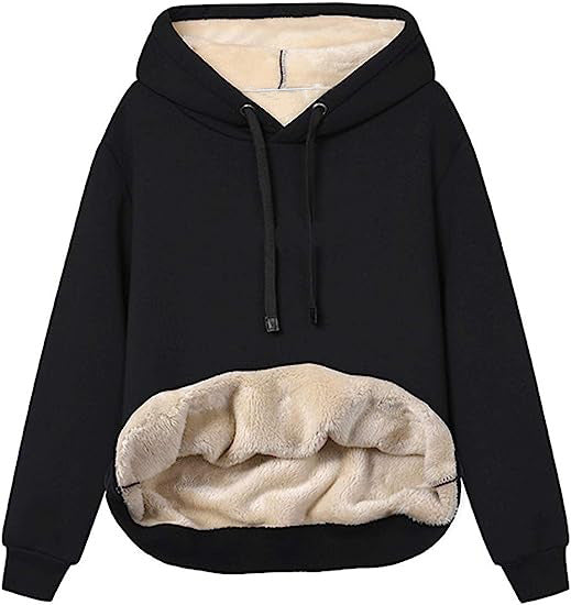 Womens Warm Fleece Pocketed Hooded Sweatshirt For Sports