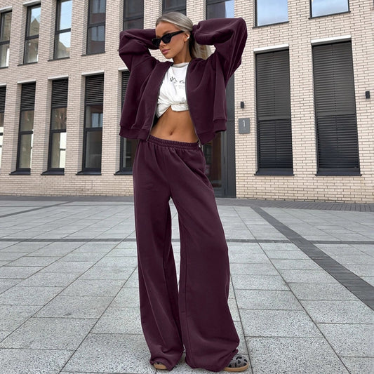 Fall Winter Fashion Coat And Trousers Two-piece Set