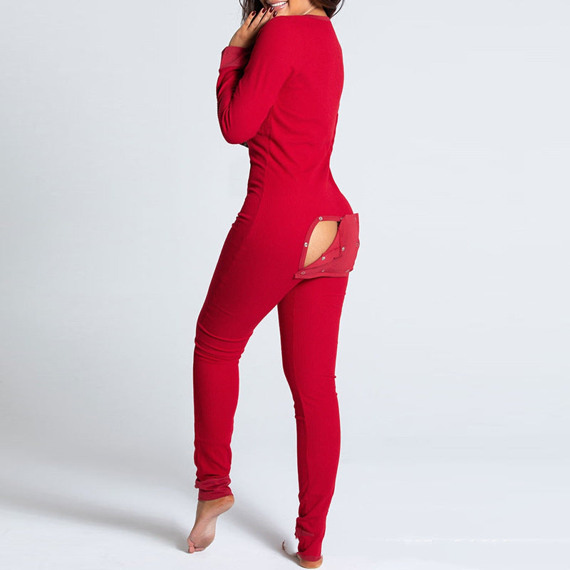 European And American Sexy Long-sleeved One-piece Trousers