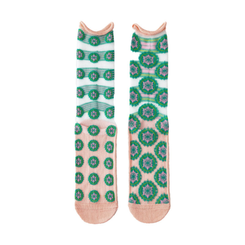 Womens Glass-knit Asymmetrical Ruffle Ankle Socks