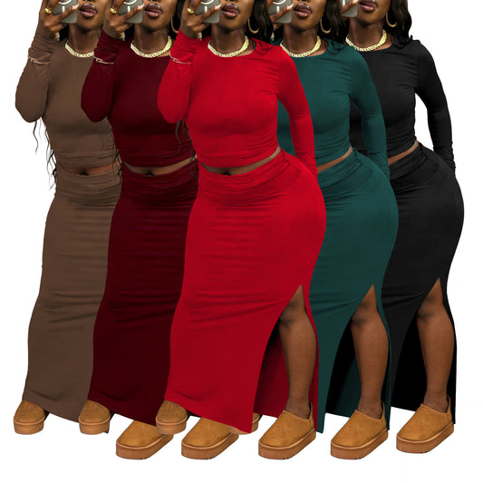 Solid-color Chic Casual Two-piece Set