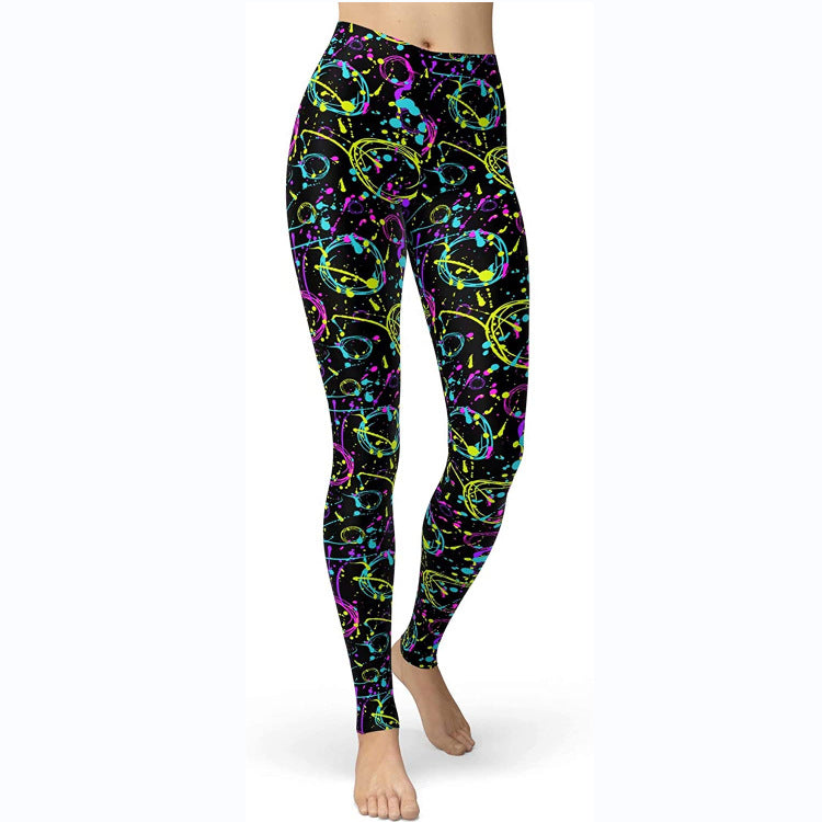 Multi-color Printing Slim Fit Hip Raise Slimming Plus Size Running Yoga Fitness Leggings