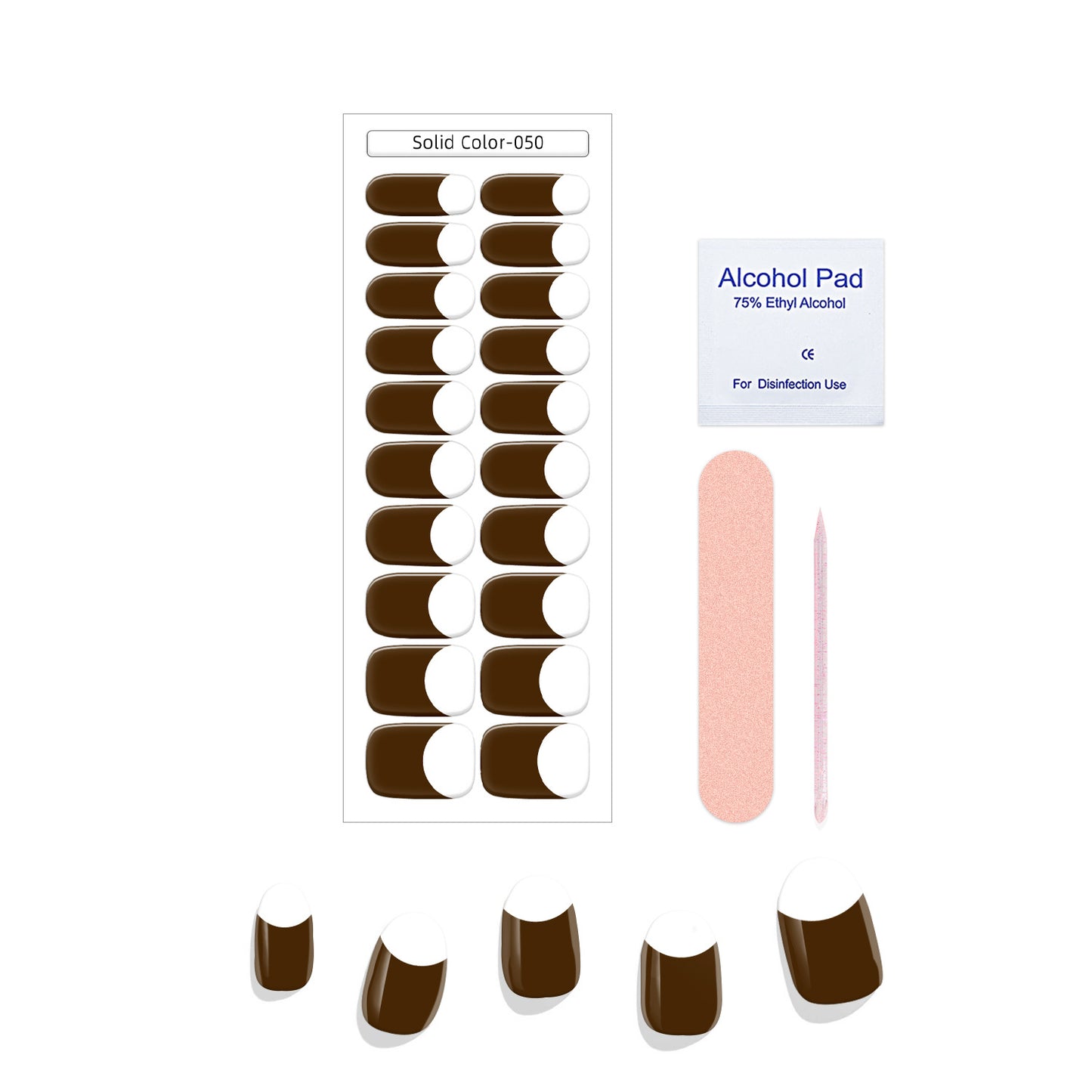 New French Solid Color Gel Waterproof Semi-baked Nail Stickers