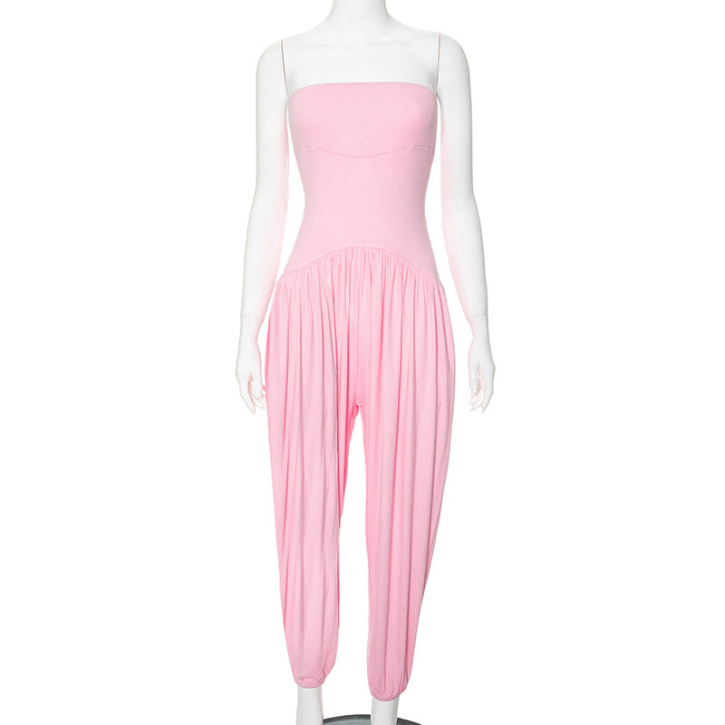 Summer Solid-color Casual Jumpsuit