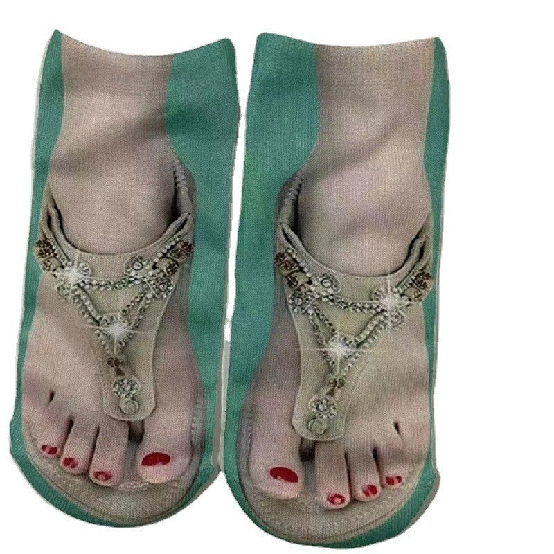 Women's Fashion Simple Flip-flop Print Socks