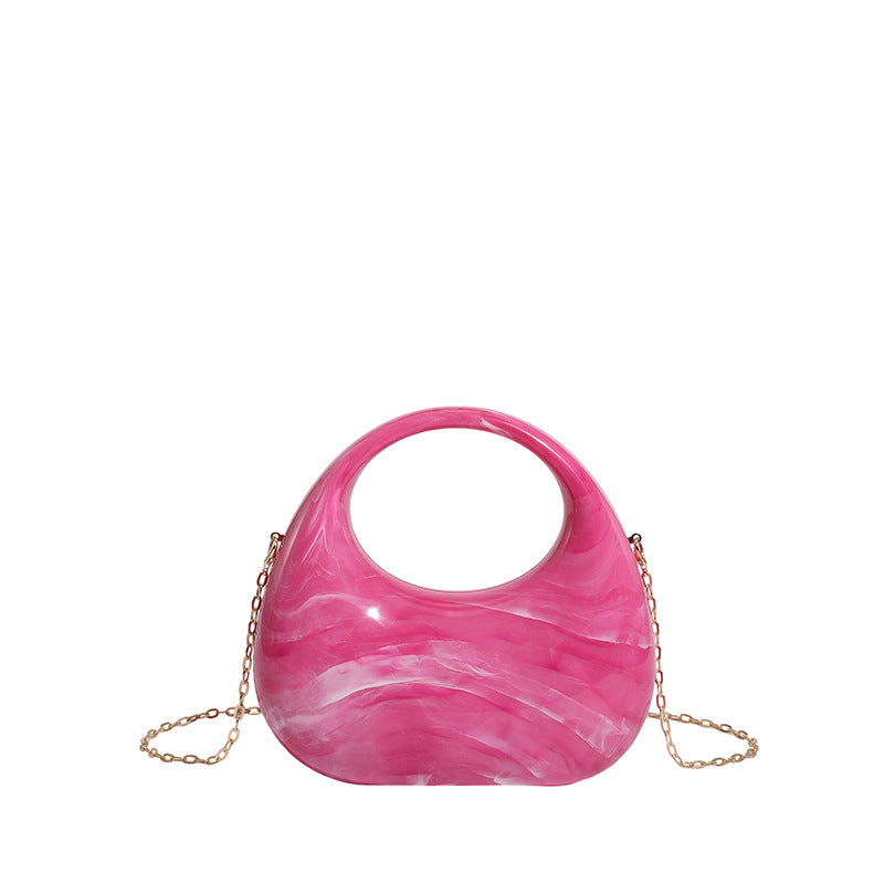 Womens Evening Handbag With A Moon-shaped Underarm Design  Acrylic Box Bag,