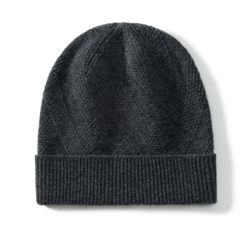 Pure Cashmere Hat Women's Thickened Wool Knitted Twisted Flower
