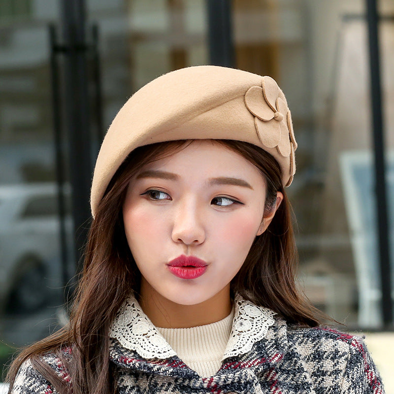 Beret Women's Winter Sheep Felt Hat
