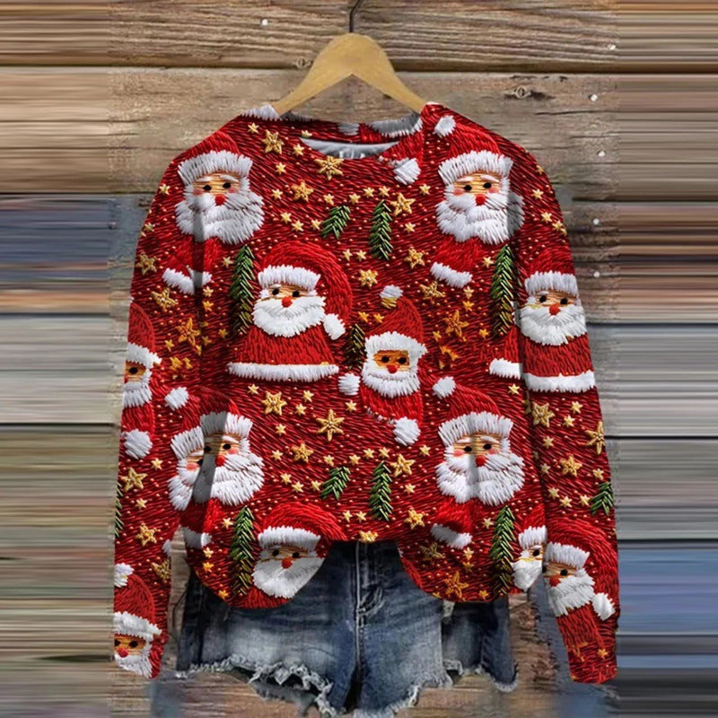 Efterår Og Vinter Dame Sjovt Print Juleferie Afslappet Sweatshirt