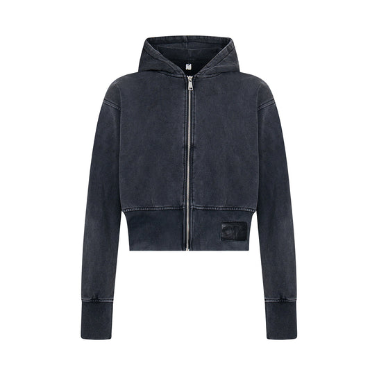 Men's Washed Old Cardigan Zipper Hoodie Short