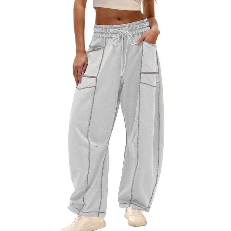 Casual Summer Wide Leg Drawstring Waist Casual Pants