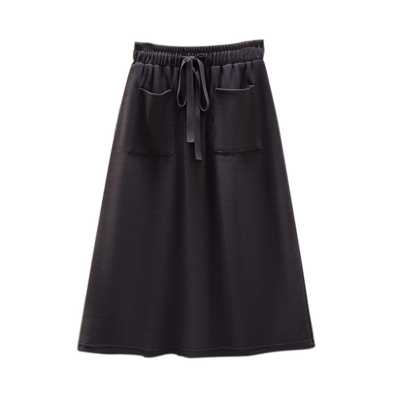 Elastic Waist Loose Slimming Autumn And Winter New Plus Size Women's Skirt