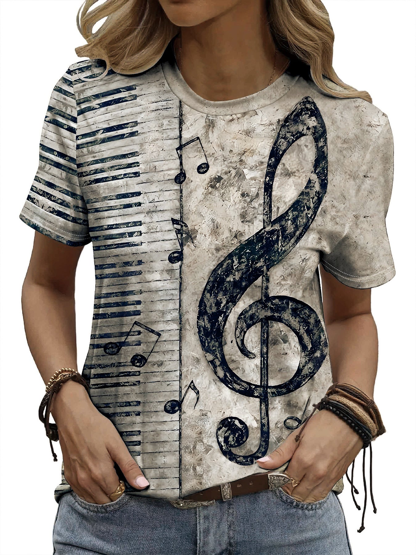 Digital Printing Note Short-sleeved T-shirt