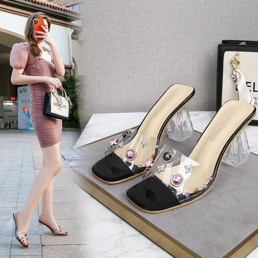 Fashion  Toe Outer Sandals Rivet High Heels