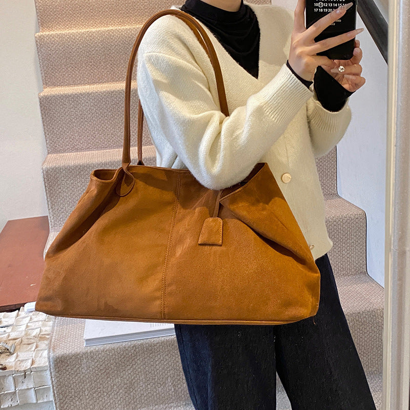 Leather-velvet Square Underarm Shoulder Bag With A Niche Design