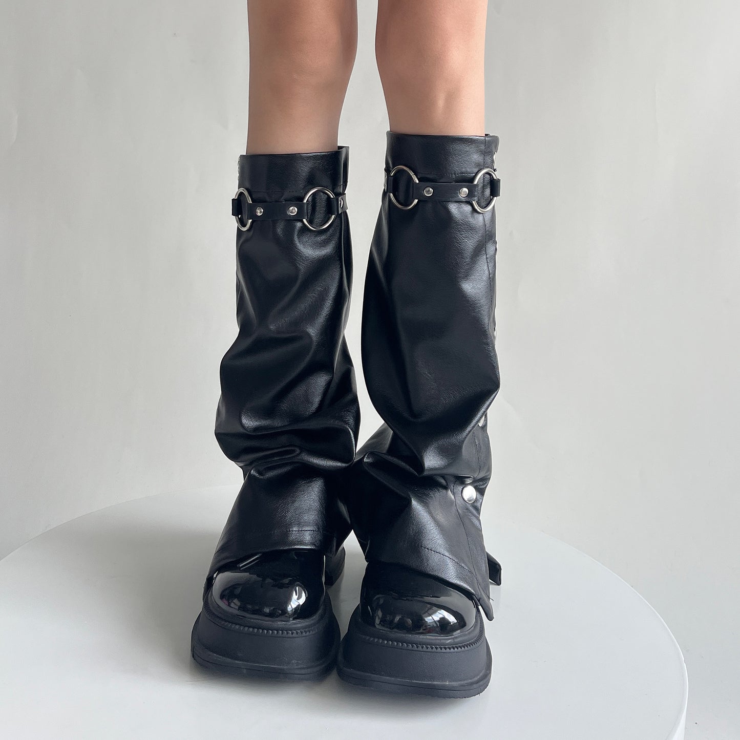 Millennium Sweet Cool Female Autumn And Winter Genuine Leather Leg Warmer