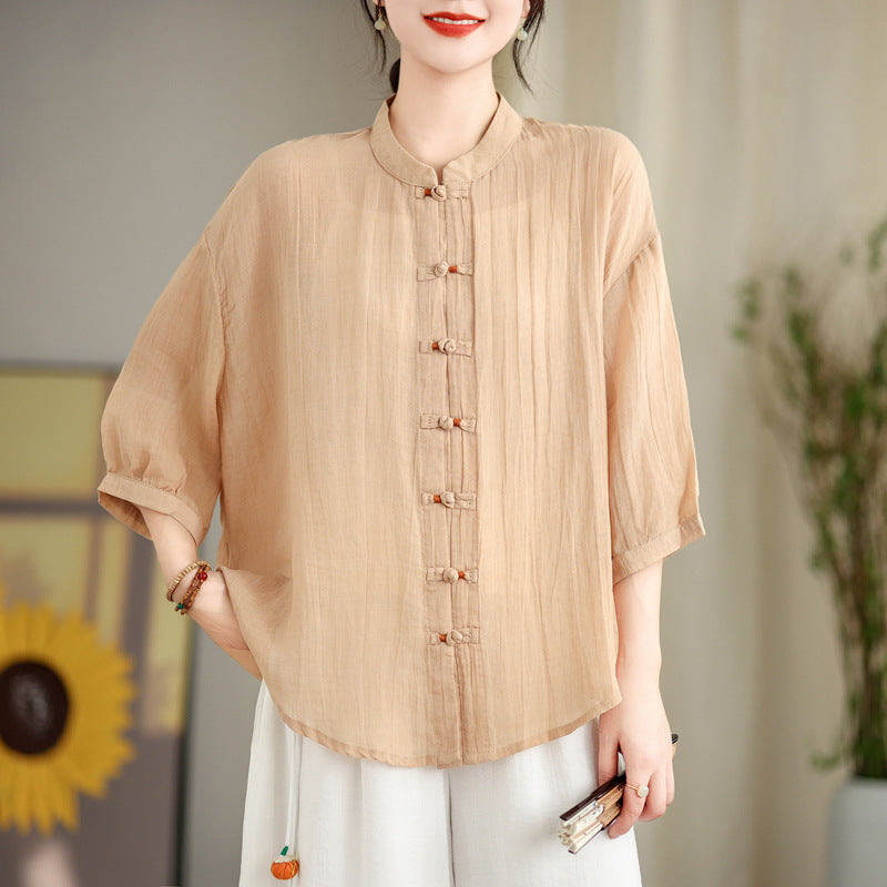 Real Shot Improved New Chinese Style Open Shirt