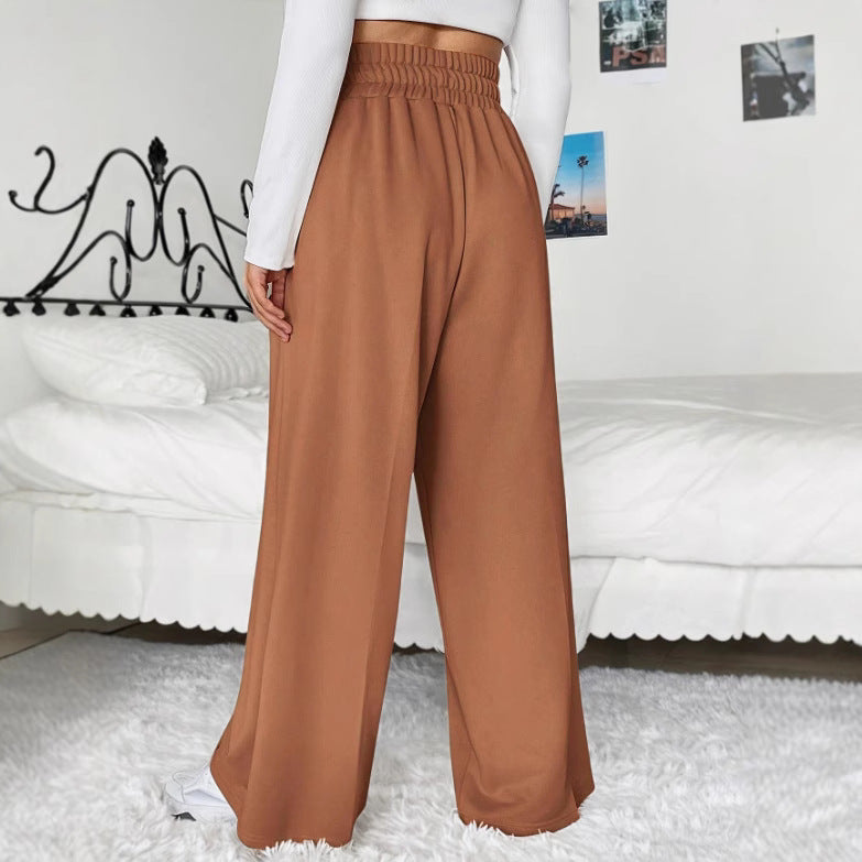 Plus-size Women's Casual Drawstring Waist Wide-leg Loose Pants