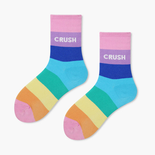 Medium Tube Korean Version Rainbow Strip Socks