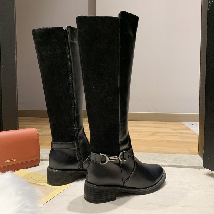 Two-tone Autumn And Winter High-top Long Boots