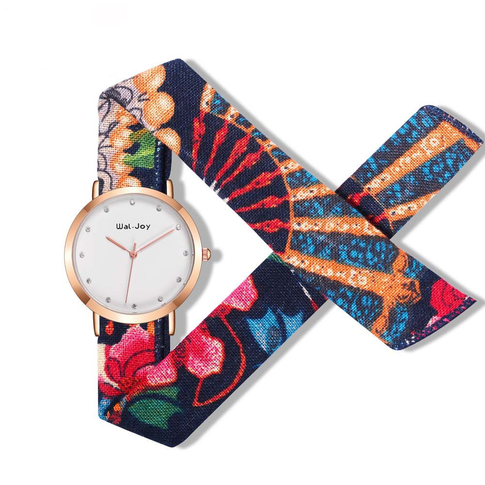 Creative Watch Printed Cloth Belt Waterproof