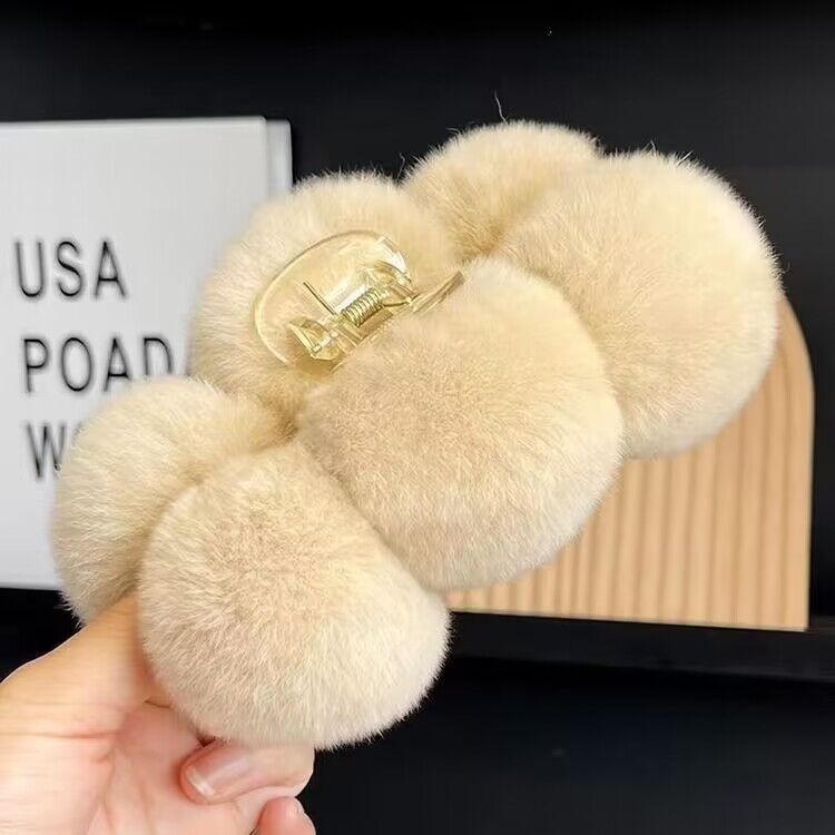 Elegant Rex Rabbit Fur Ball Grip Large Plush