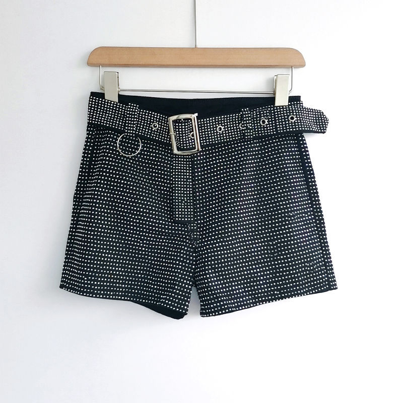 Full Diamond Stretch Jeans Women's Fashion Slim Fit Denim Shorts