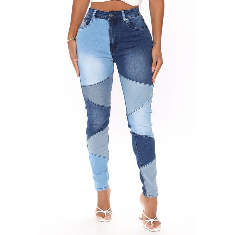 Temperament Skinny Calf Trousers Black Women's Jeans