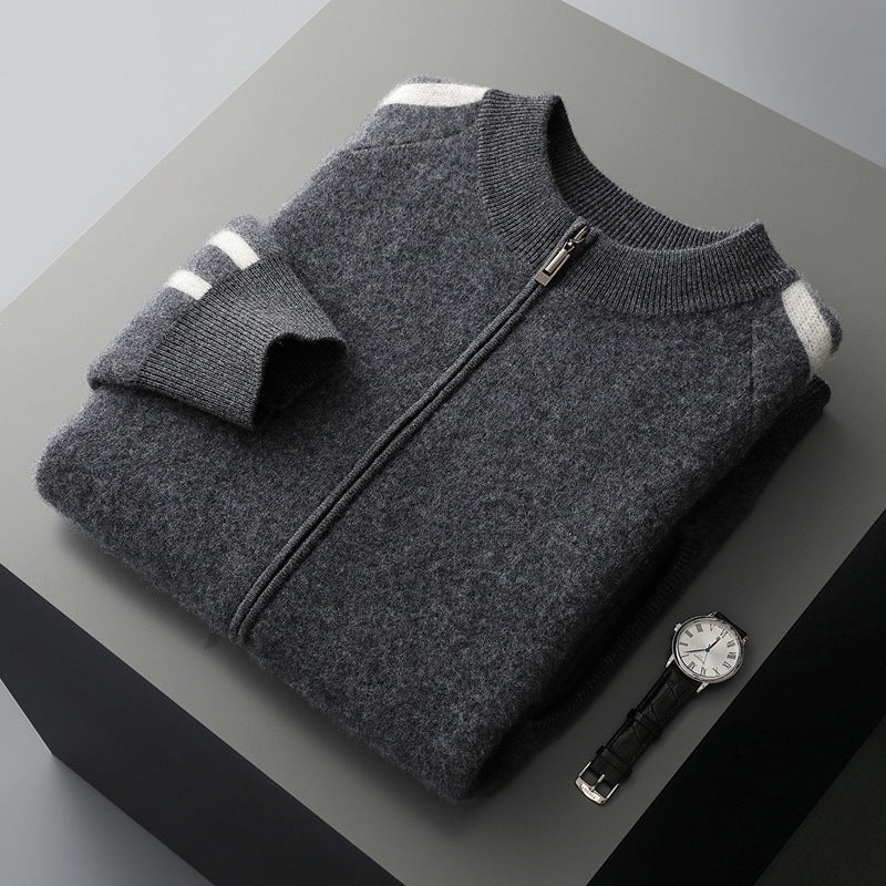 Moderigtig All-match Casual Ulden Sweater Fire Flade Luftlag Tykkere Halv Rullekrave Ren Uld Cardigan
