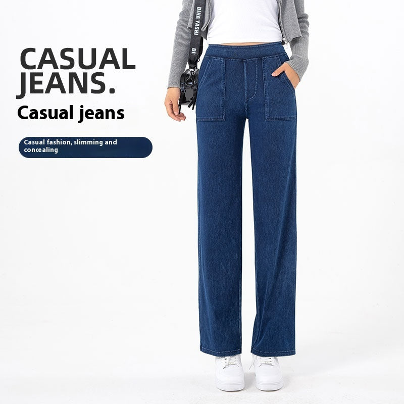 Cargo Jeans til Kvinder Retro Høj Talje Lige Brede Ben