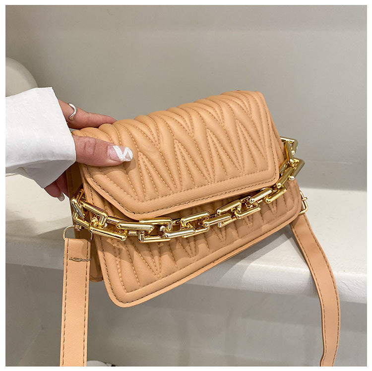 Hong Kong Style Retro Single Shoulder Bag Fashion Casual Messenger Texture Chain