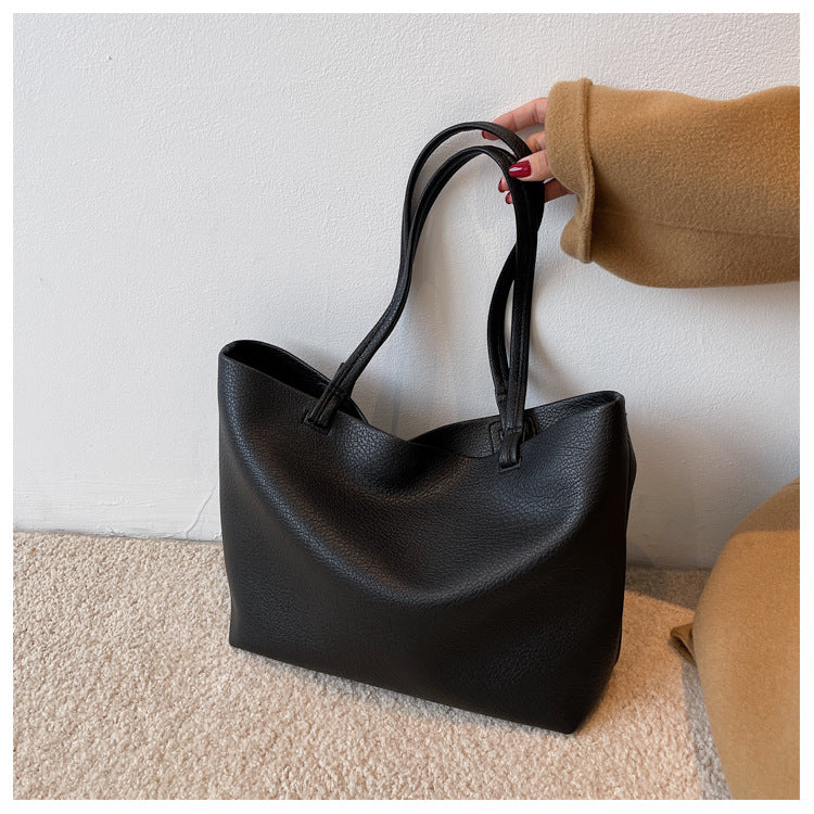 match Casual Soft Leather Large Capacity Shoulder Bag